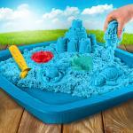 Kinetic Sand, Sandbox Playset with 1lb of Blue Kinetic Sand and 3 Molds, for Ages 3 and Up thumbnail 7