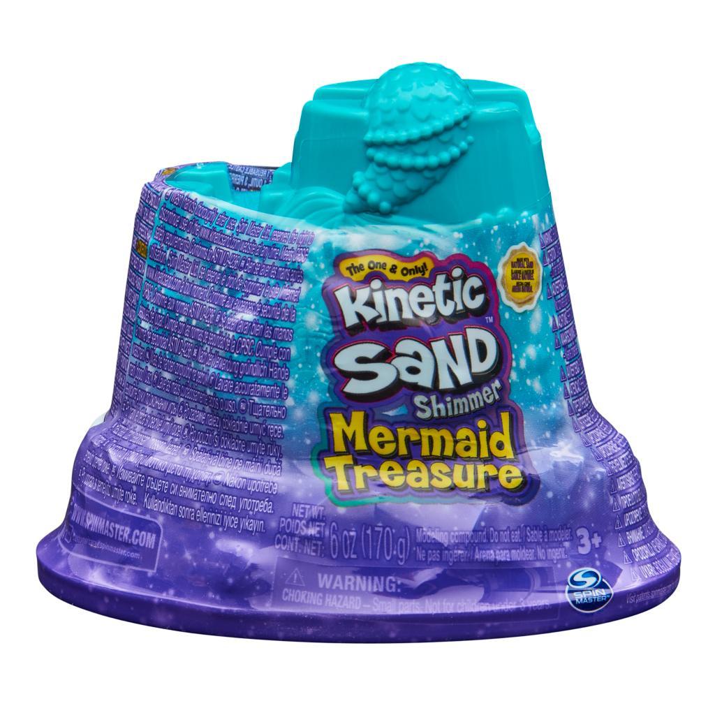 Kinetic Sand Shimmer, Mermaid Treasure with 170g of Shimmer Kinetic Sand (Styles May Vary), Surprise Hidden Tool, Play Sand Sensory Toys for Kids Aged 3 and Up