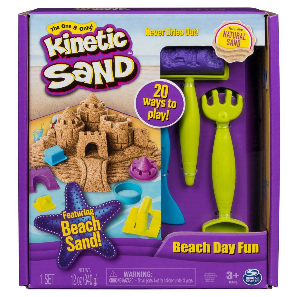 Kinetic Sand, Set un Día en la Playa, con moldes en forma de castillo y 12 onzas de Kinetic Sand, para niños de 3 años en adelante