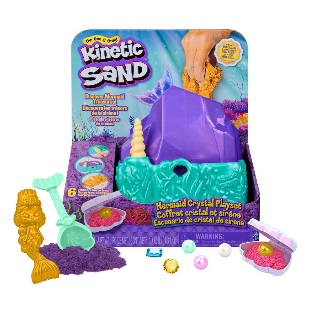 Kinetic Sand, Playset il Cristallo della Sirenetta, Sabbia Colorata, Sabbia Cinetica 481 g, Accessori per Scavare e Scoprire, Giochi per Bambini e Bambine, 3+ anni