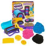 KINETIC SAND - ARENA MÁGICA - SLICE N' SURPRISE - 383g de Arena Negra, Rosa y Azul y 7 herramientas - Kit Manualidades Niños - 6063482 - Juguetes Niños 3 Años +