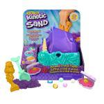Kinetic Sand, Contenedor de cristal de sirena, 481 g de arena para jugar, arena dorada reluciente, almacenamiento y herramientas, juguetes sensoriales para niños a partir de 3 años